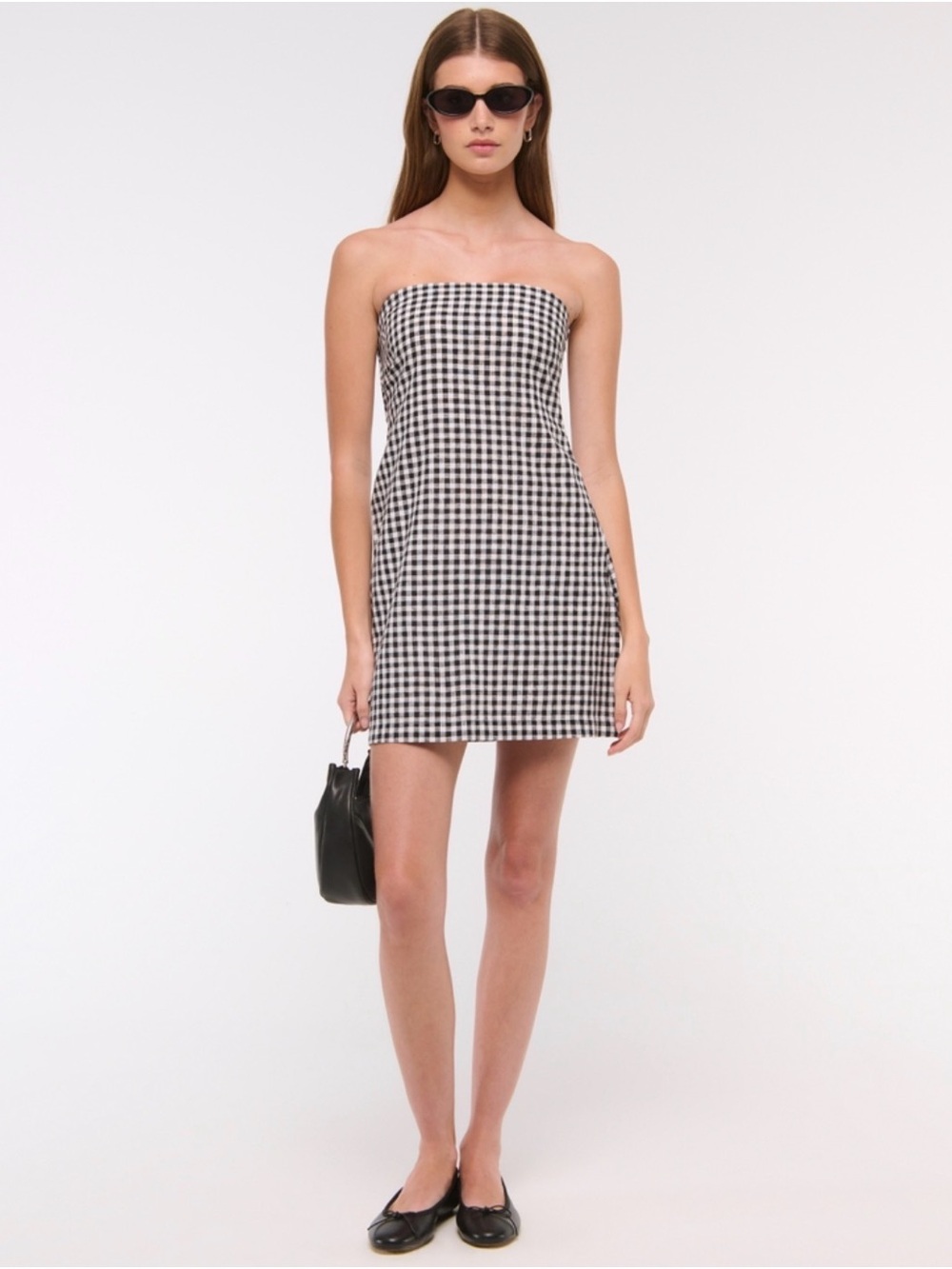 BNWT Black White Gingham Linen Blend Scarlett Strapless Convertible Skort Dress